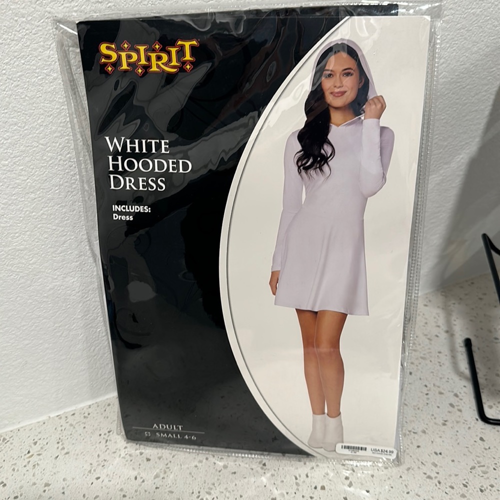 White hooded dress size small